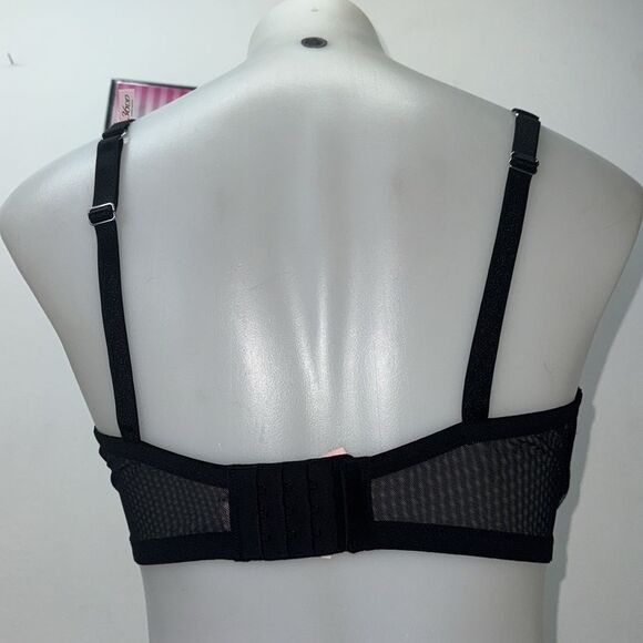 🔥Victoria's Secret Black and Silver Lace Bra Set Sz 36DD // Large new - Picture 6 of 8
